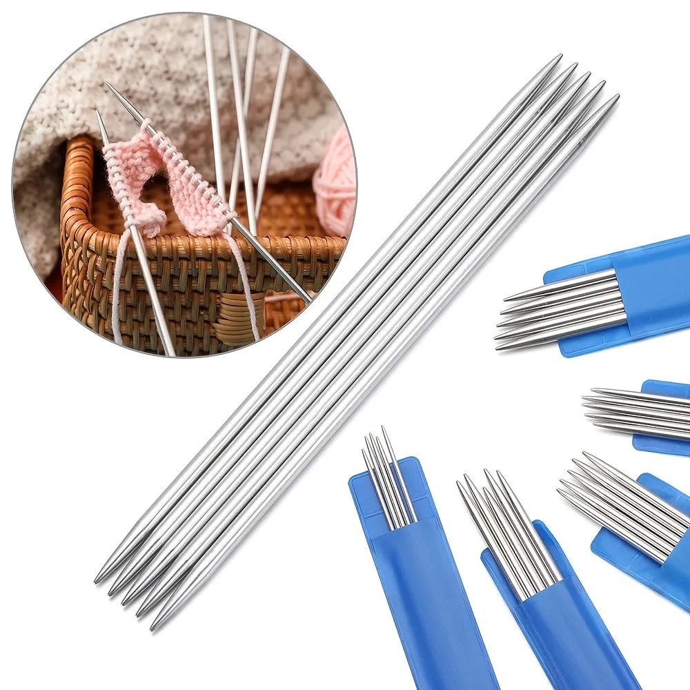 5piece Set of 20cm Double Ended Stainless Steel Needles