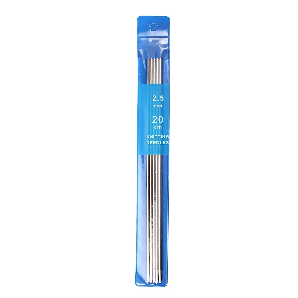 5piece Set of 20cm Double Ended Stainless Steel Needles