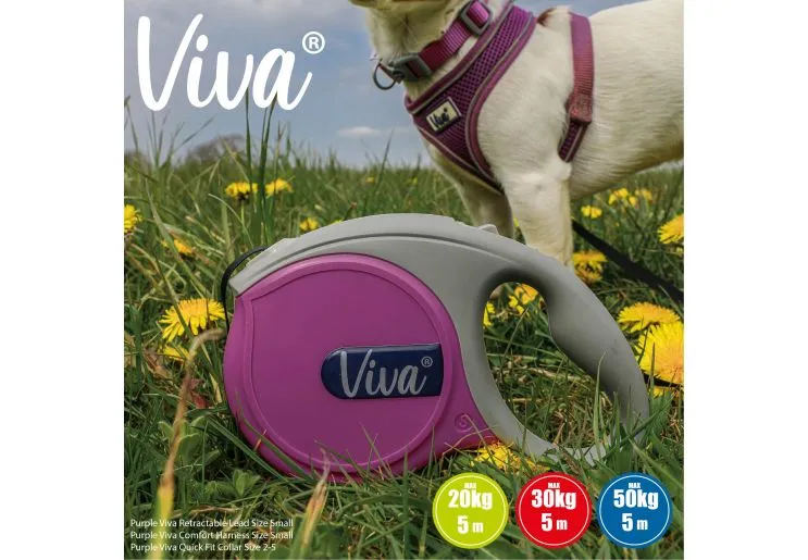 Ancol - Viva Retractable 5m Lead - Blue - Small