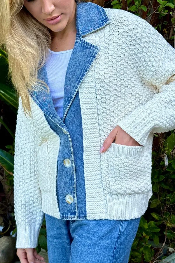 Baille Cotton Denim Chunky Cardigan