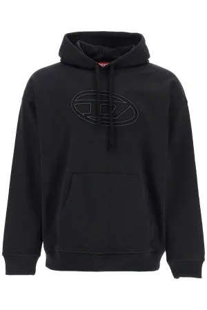 BLACK COTTON HOODIE WITH EMBOSSED LOGO