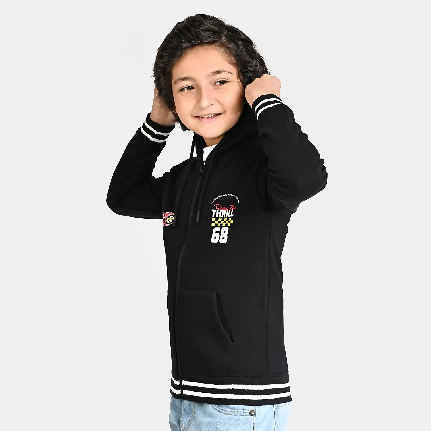 Boys Fleece Knitted Jacket Hot Wheels-Jet.Black