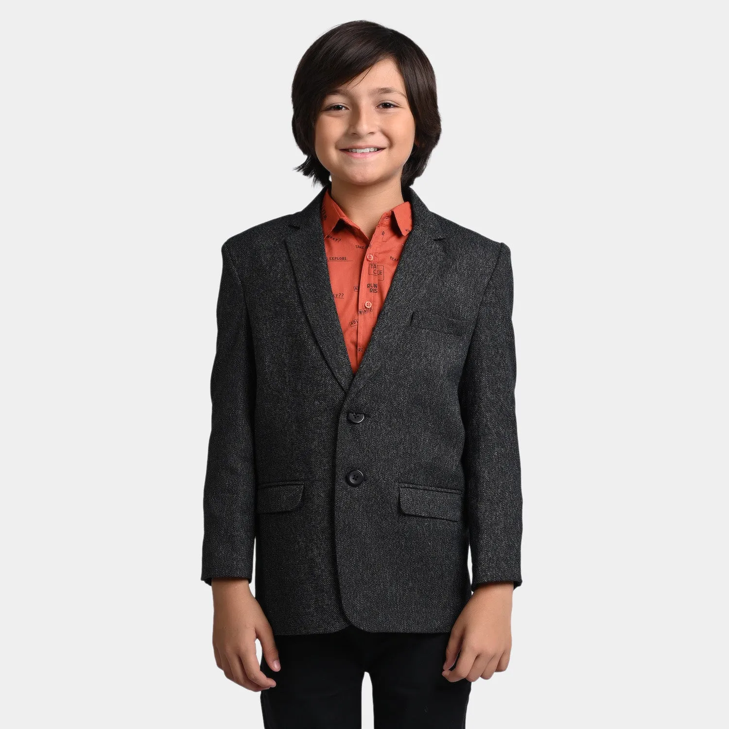 Boys Wool Blazer - BLACK