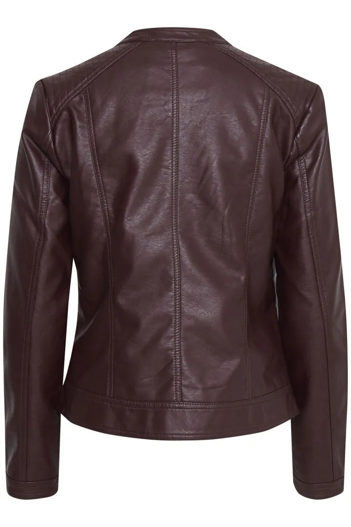 Byoung Byacom Faux Leather Jacket Brown