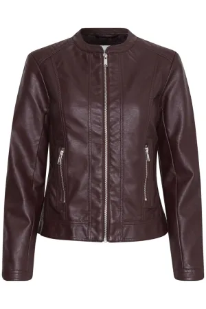 Byoung Byacom Faux Leather Jacket Brown