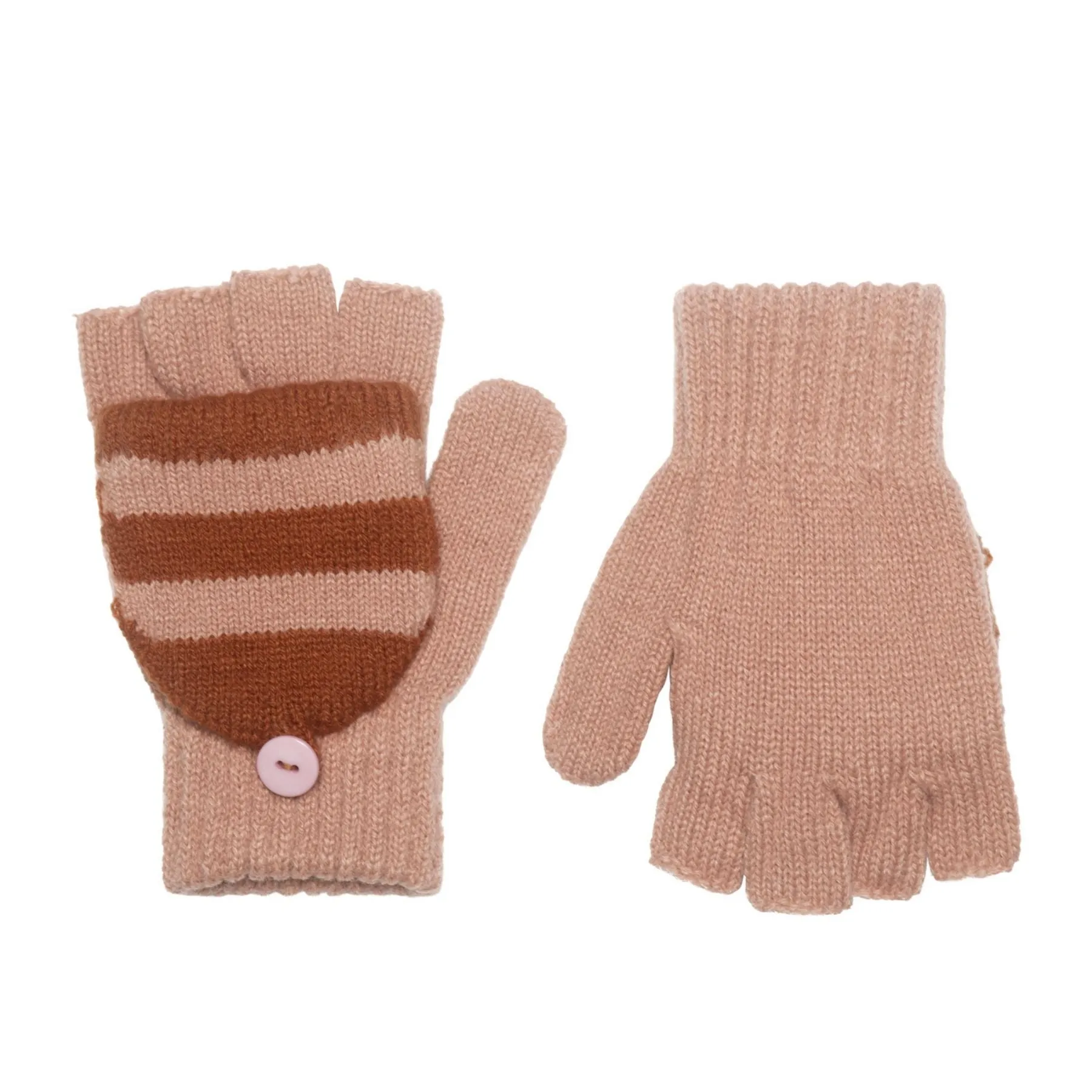 Cozy Striped Knitted Gloves Pink