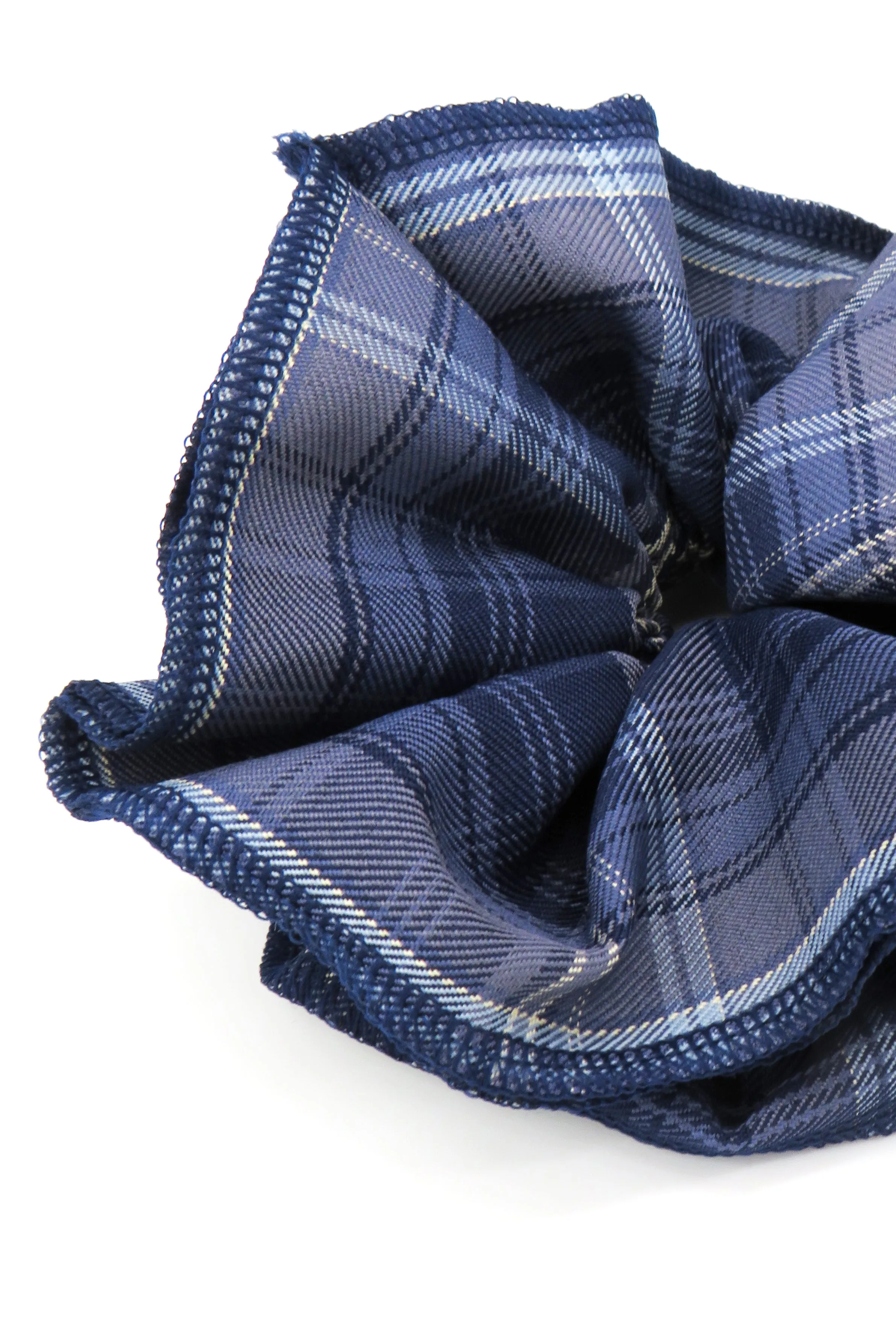 Double Layer Check Scrunchie in Navy