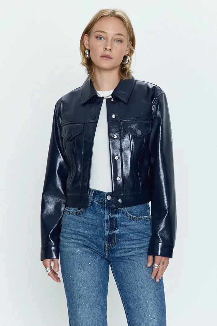 Emery Cropped Vinyl Trucker Jacket