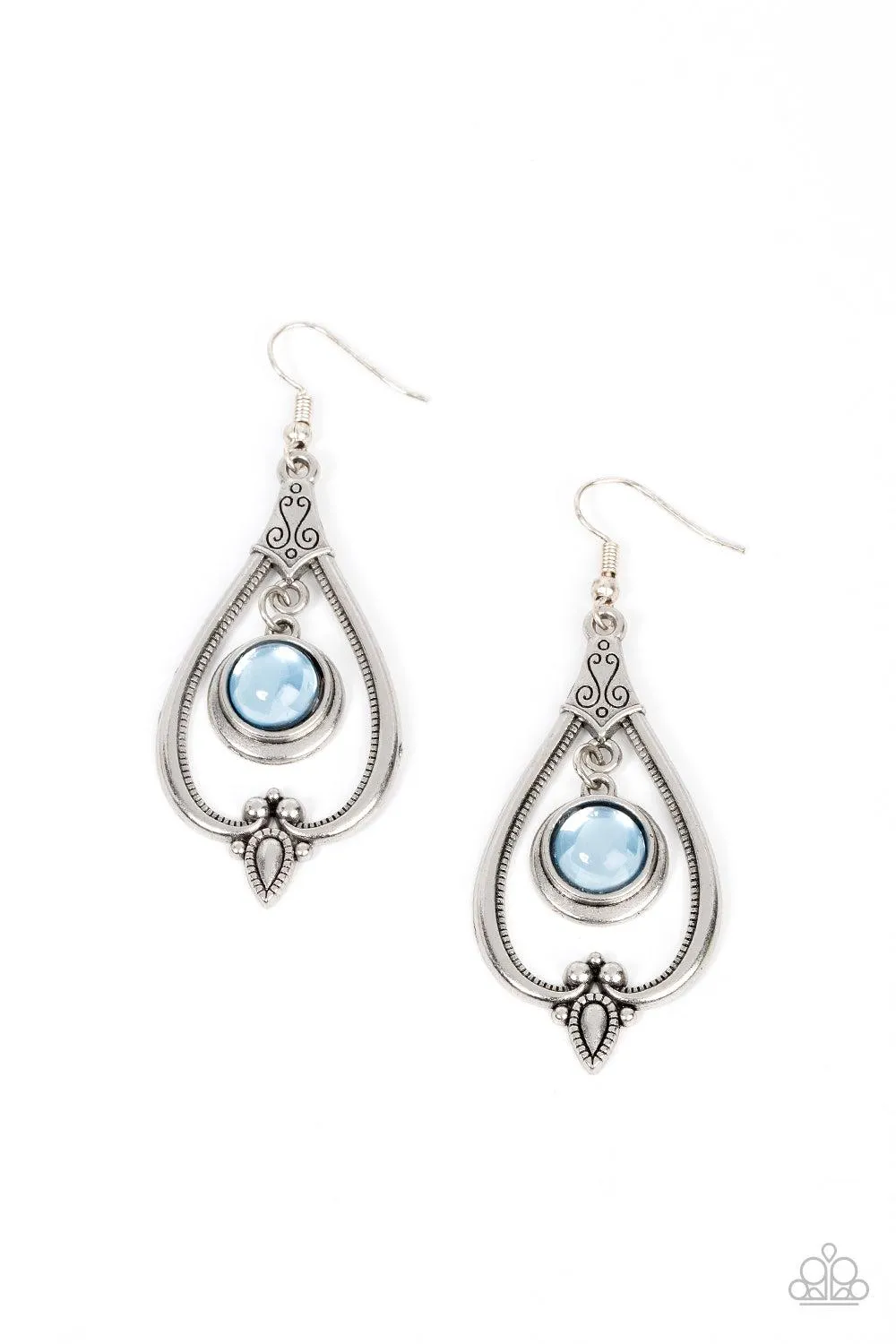 Ethereal Emblem Blue Earrings - Paparazzi Accessories