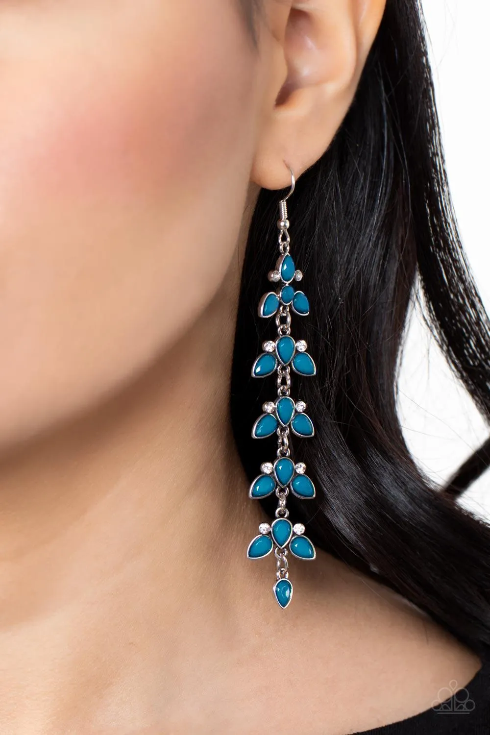 Fanciful Foliage Blue Earrings - Paparazzi Accessories