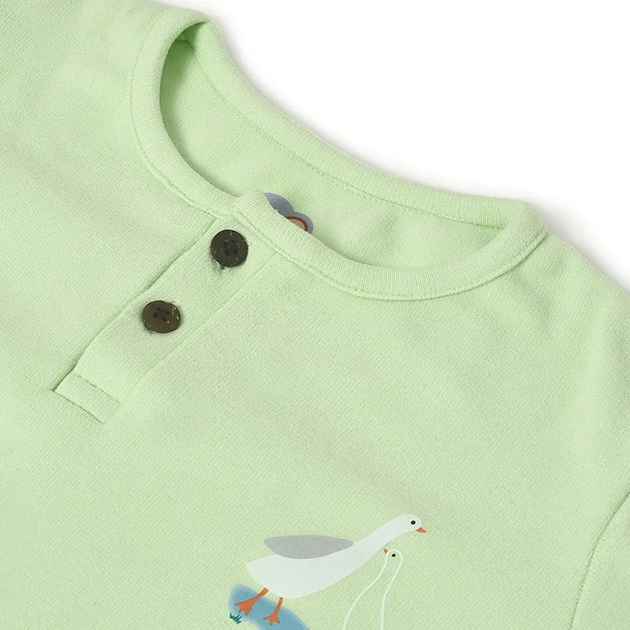 Farm Friends Sage Sweatshirt with Pyjama Thermal Set