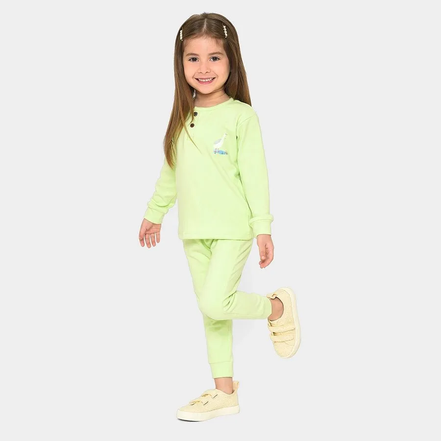 Farm Friends Sage Sweatshirt with Pyjama Thermal Set