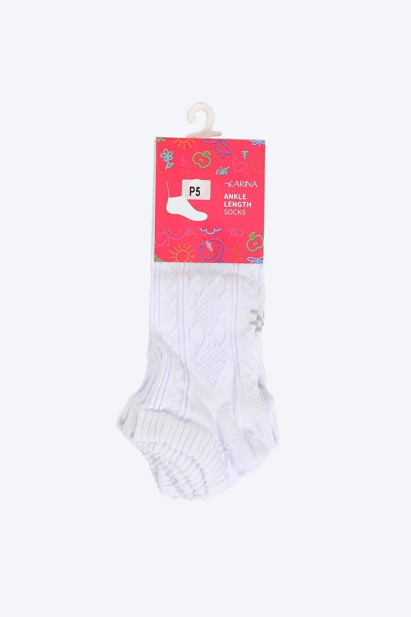 Girly Ankle Length Socks - 5 Pairs