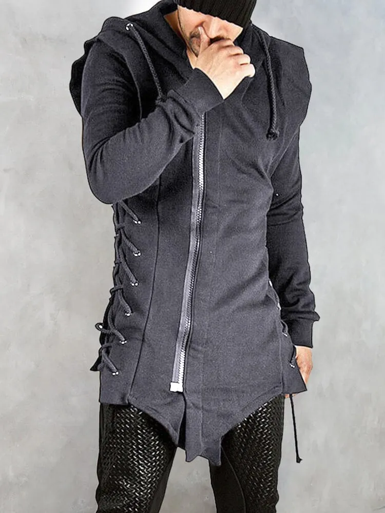 Gothic Style Zipper Hooded Outerwear