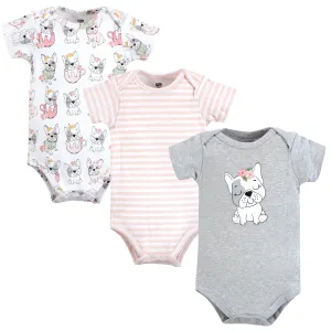 Hudson Baby Cotton Bodysuits, Girl Whimsical Dog