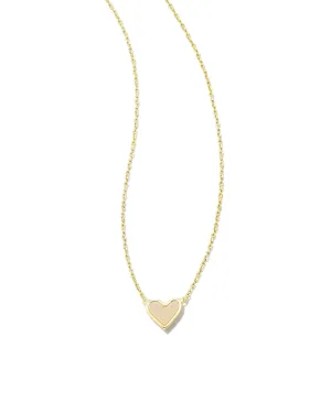 Kendra Scott Framed Ari Heart Short Gold Pendant Necklace in Iridescent Drusy