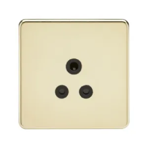 Knightsbridge Screwless 1 Gang 5A Single Socket - Polished Brass