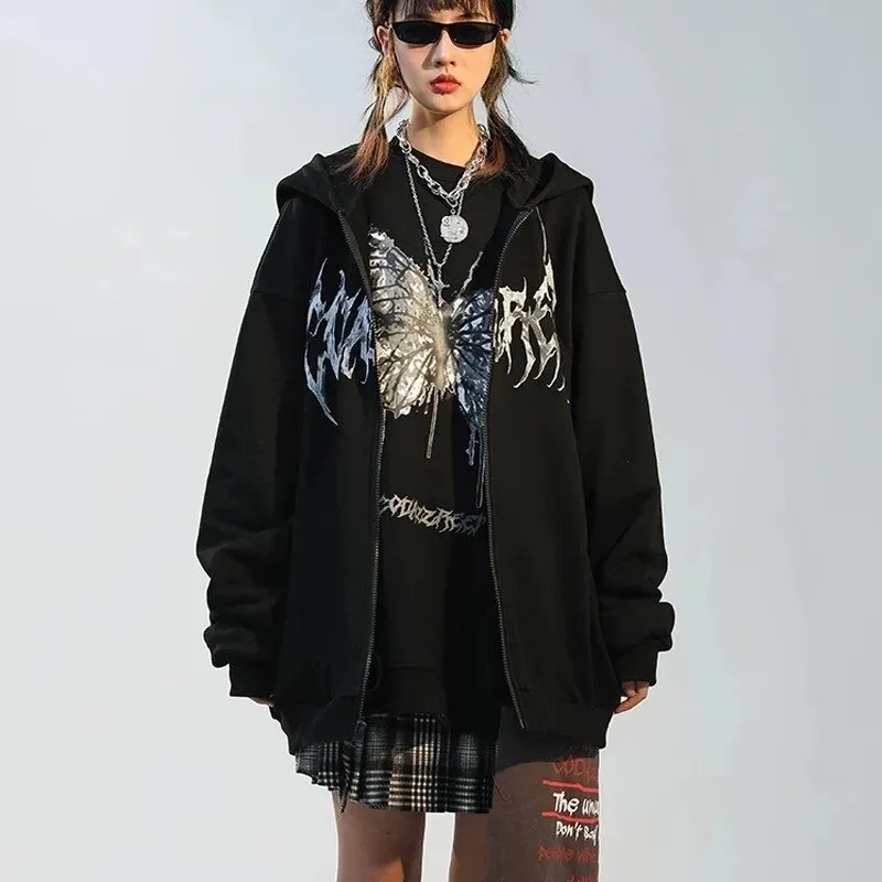 Letter Print Zipper Jacket sweatshirt