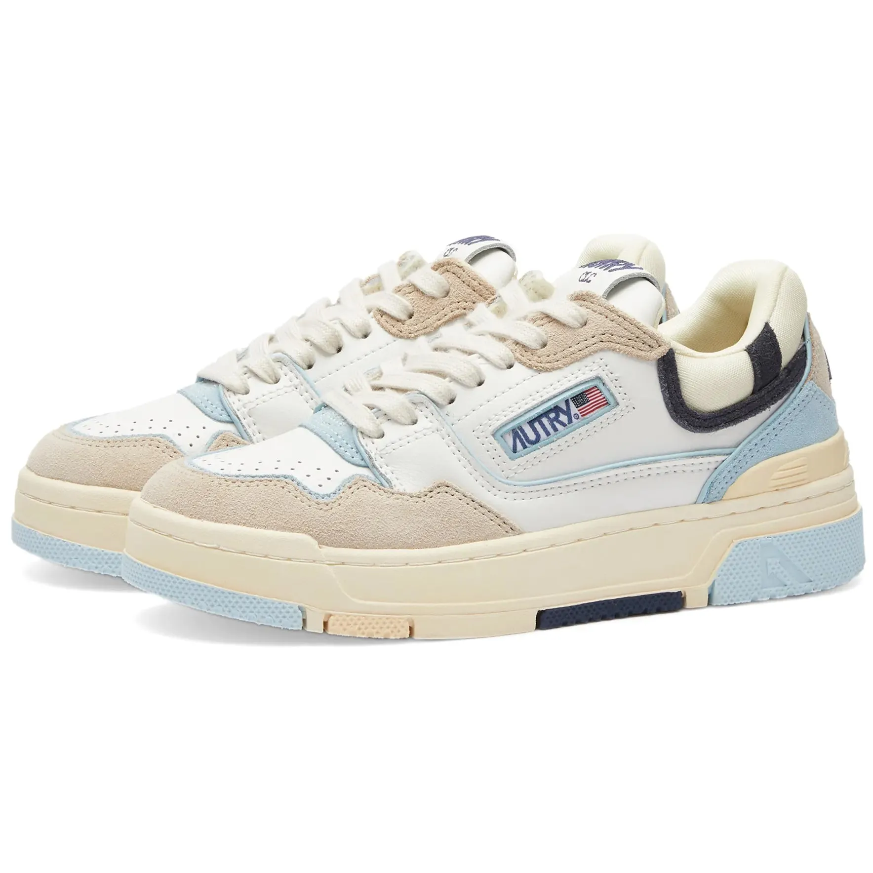 Low-top women's sneakers Autry CLC, white/beige/blue