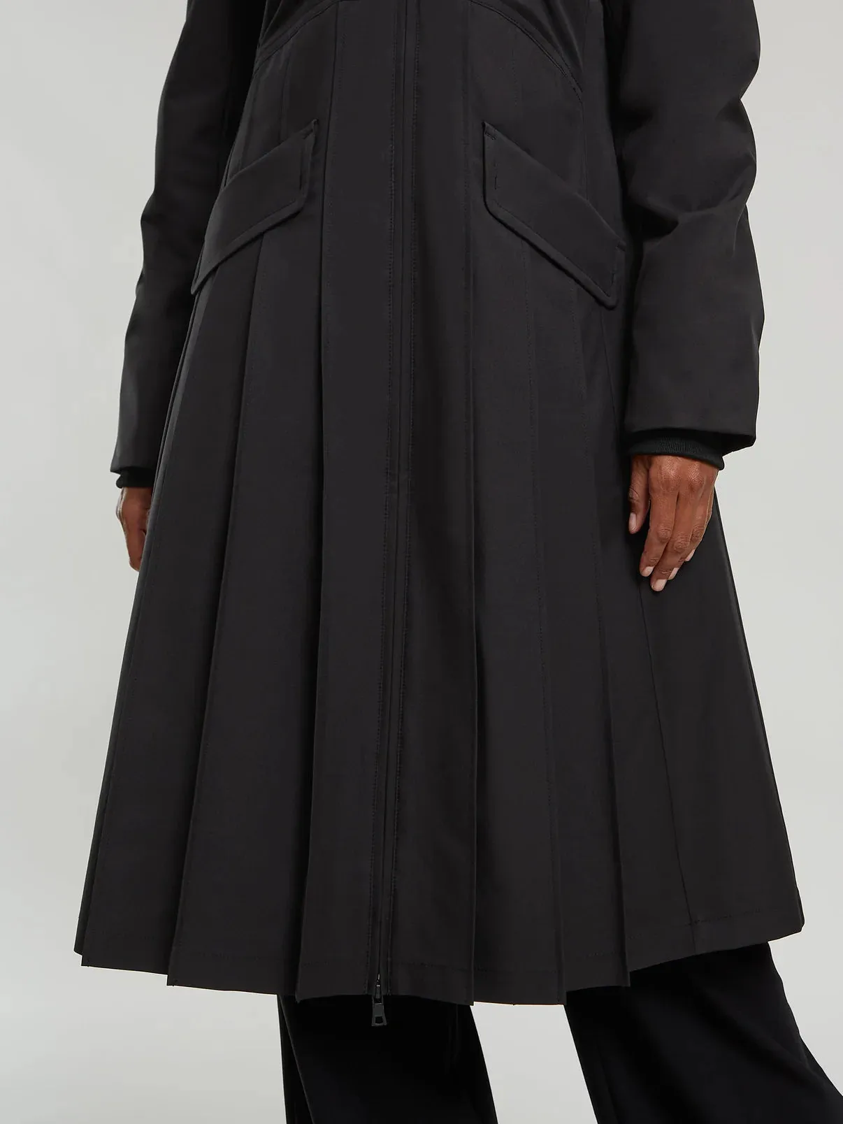 Maise Black Pleated Coat