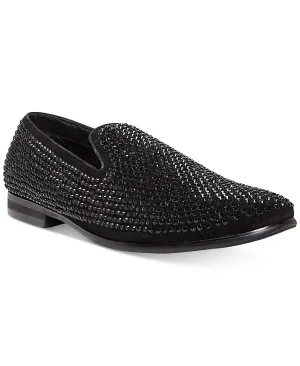 Men's caviar rhinestone smoking slippers Steve Madden, black