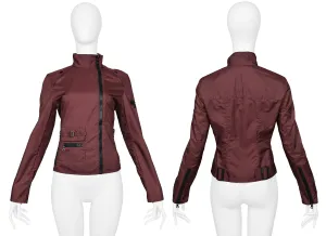 MIU MIU BURGUNDY ASYMMETRICAL ZIPPER JACKET 1999