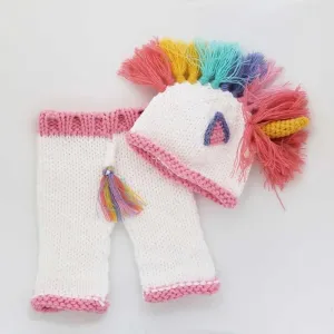 Newborn Unicorn Beanie Hat & Pants Set