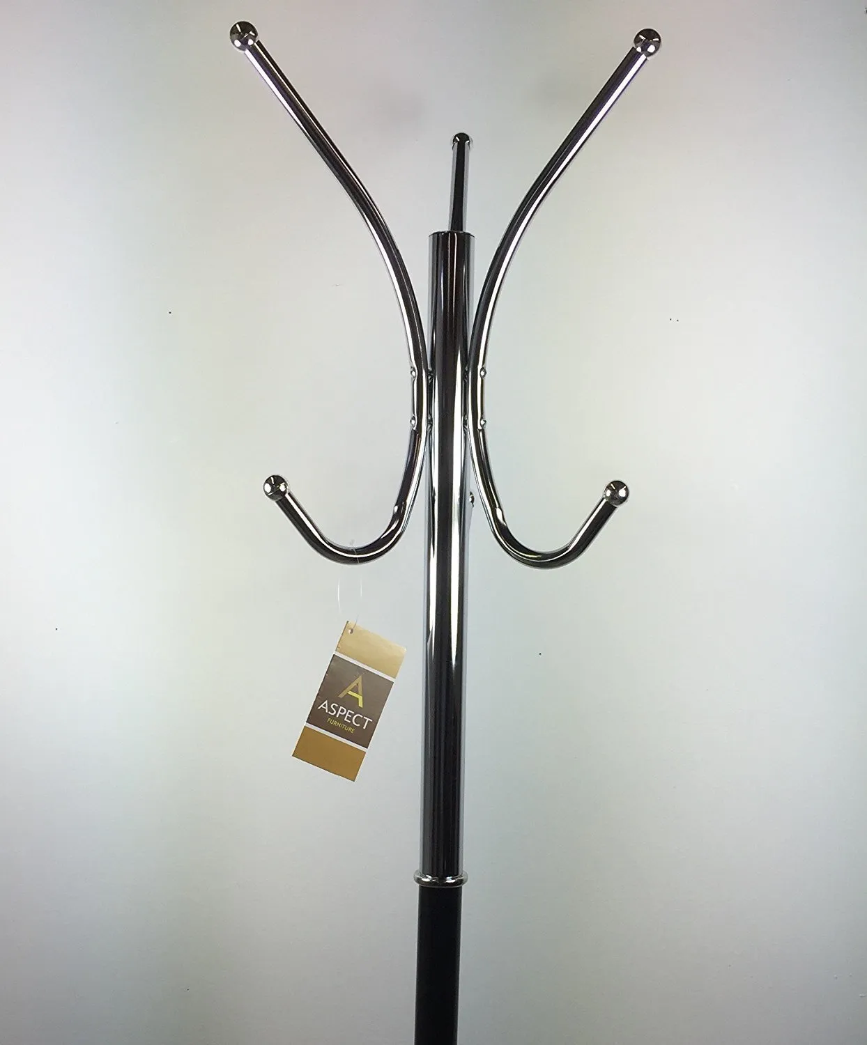 Oscar Free Standing Coat Rack with Umbrella Base, Metal, Black/Chrome