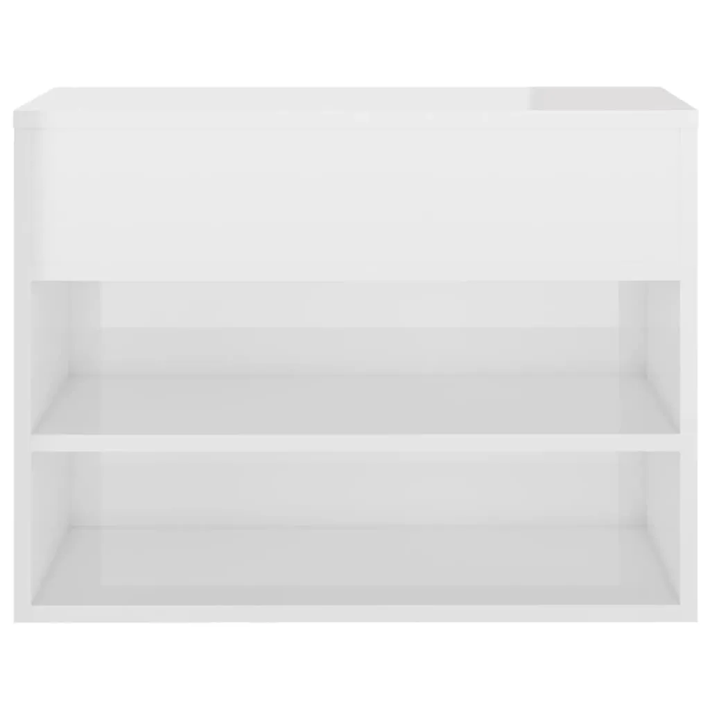 Shoe Bench High Gloss White 60x30x45 cm Engineered Wood