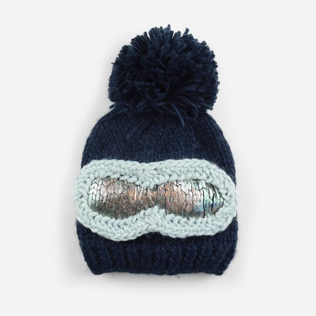 Ski Goggles Navy | Acrylic Hand Knit Kids & Baby Hat - Beanie