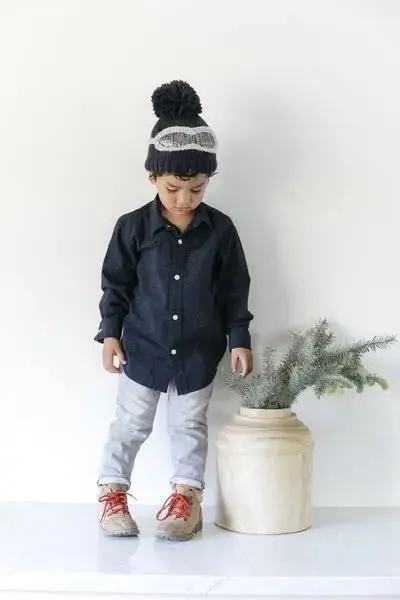 Ski Goggles Navy | Acrylic Hand Knit Kids & Baby Hat - Beanie