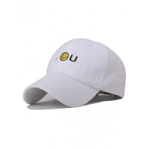 Stylish Smiley Embroidery Baseball Hat - White