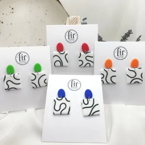 Waves Handmade Polymer Clay Earrings - Colorful Clay Earring Accessories