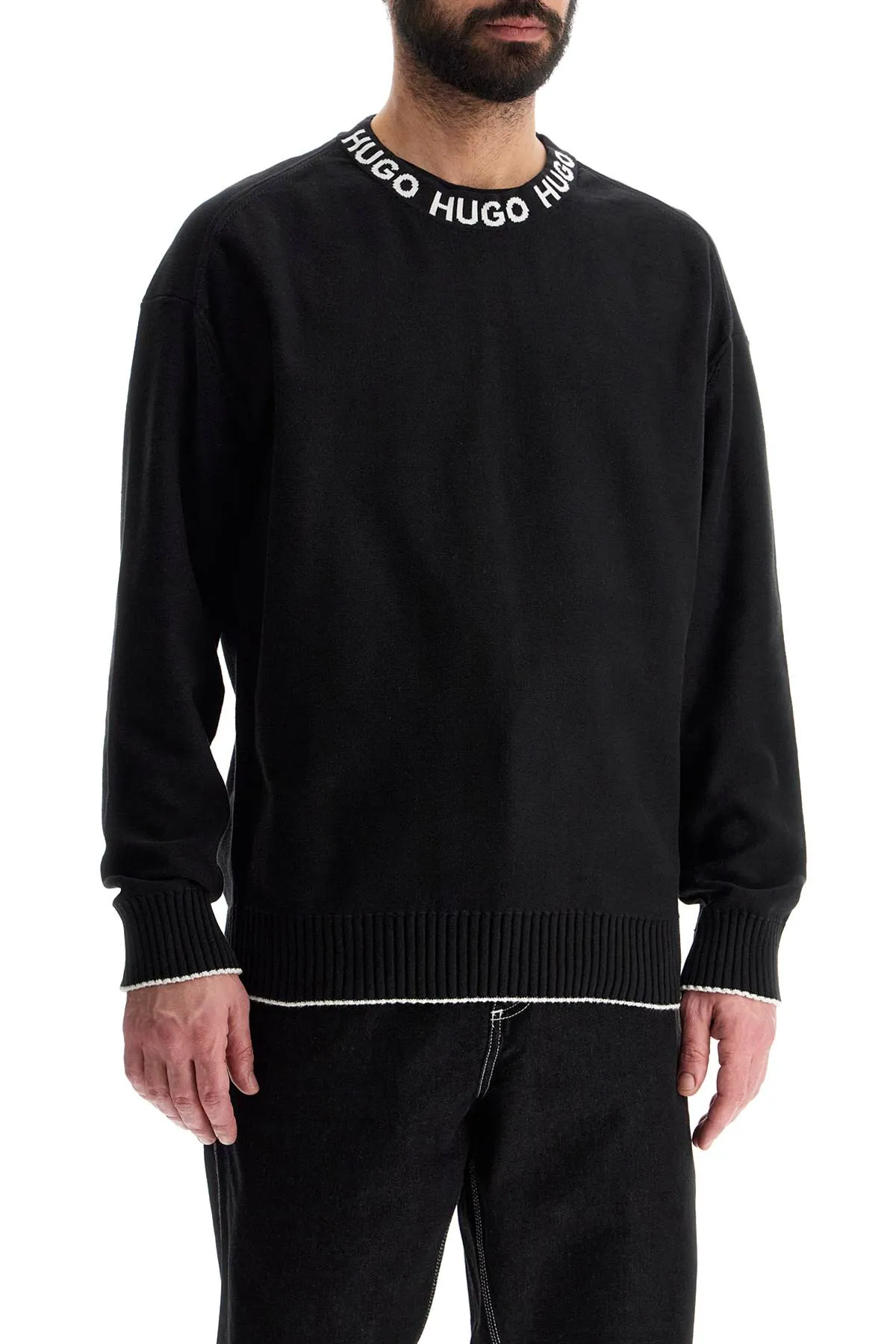 Wide Neck Cotton Sweatshirt